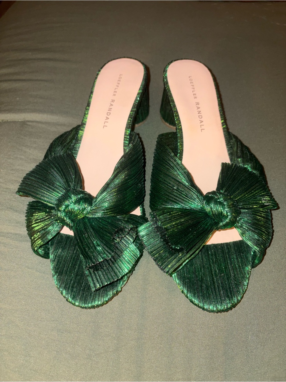 Loeffler Randall Emerald Pleated Knot Mules